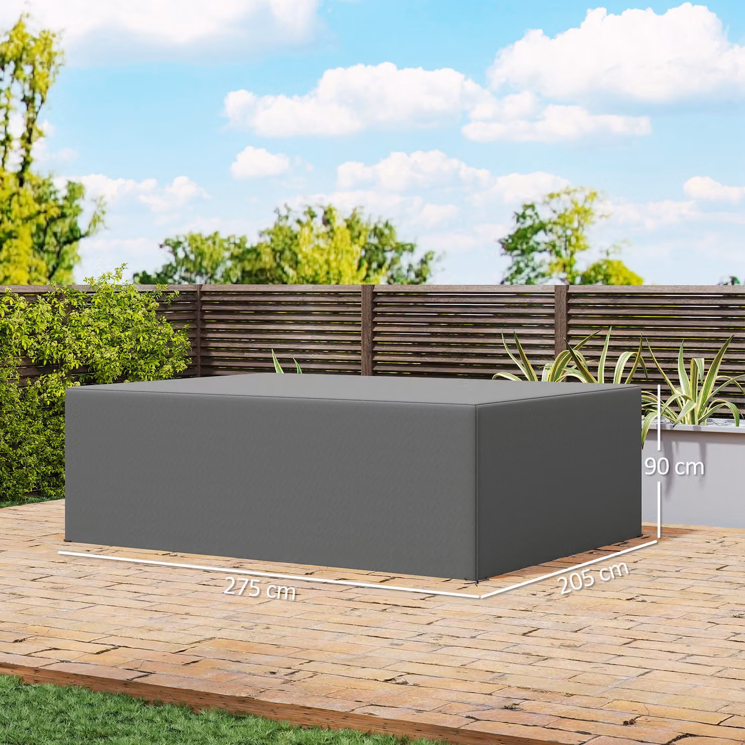 Outsunny Grey Oxford Patio Dining Set Protector, Waterproof and Water Repellent, W: 205 cm, D: 275 cm, H: 90 cm – 3