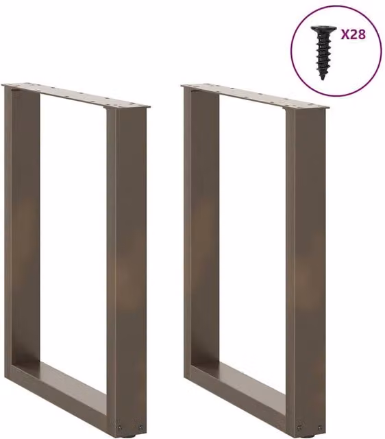 Berkfield Home Modern U-Shaped Coffee Table Legs, 2 Pieces, Brown Steel, H: 70-72.5 cm – 1