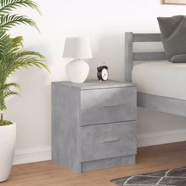 Berkfield Home Durable Bedside Cabinet with 2 Drawers, Concrete Grey, W/D/H: 40 x 36 x 50 cm – 1