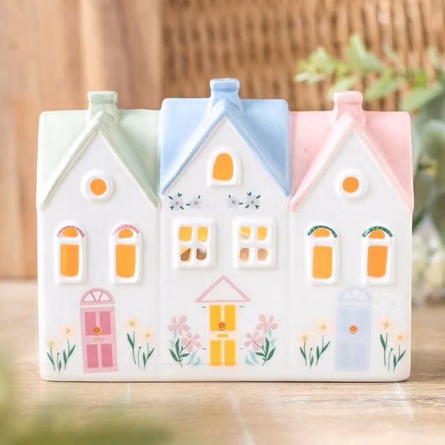 Kingsbury Gifts Multicolour Floral Ceramic House Tealight Holder