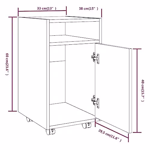 vidaXL Brown Oak Side Cabinet with Castors, Engineered Wood Living Room Sideboard and Home Organiser – 3
