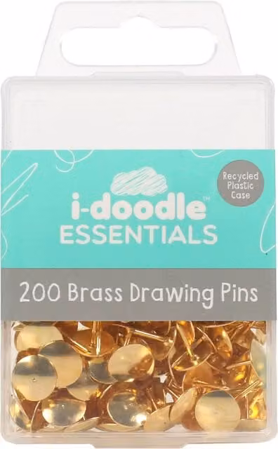 i-doodle Pack of 200 Gold Brass Drawing Pins for School