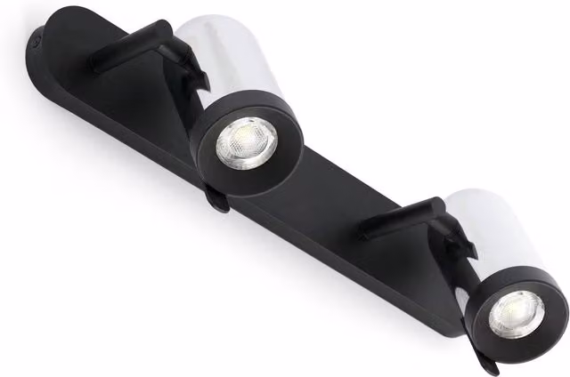 Faro Orleans 2 Light Adjustable Indoor Wall Spotlight in Chrome and Black with GU10 Base