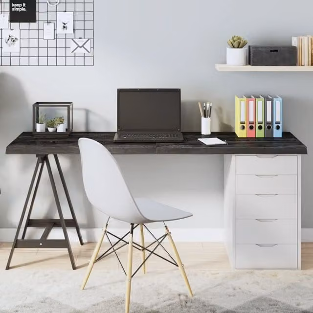 Berkfield Home Solid Oak Table Top in Dark Grey, W: 160 cm, D: 60 cm – 1