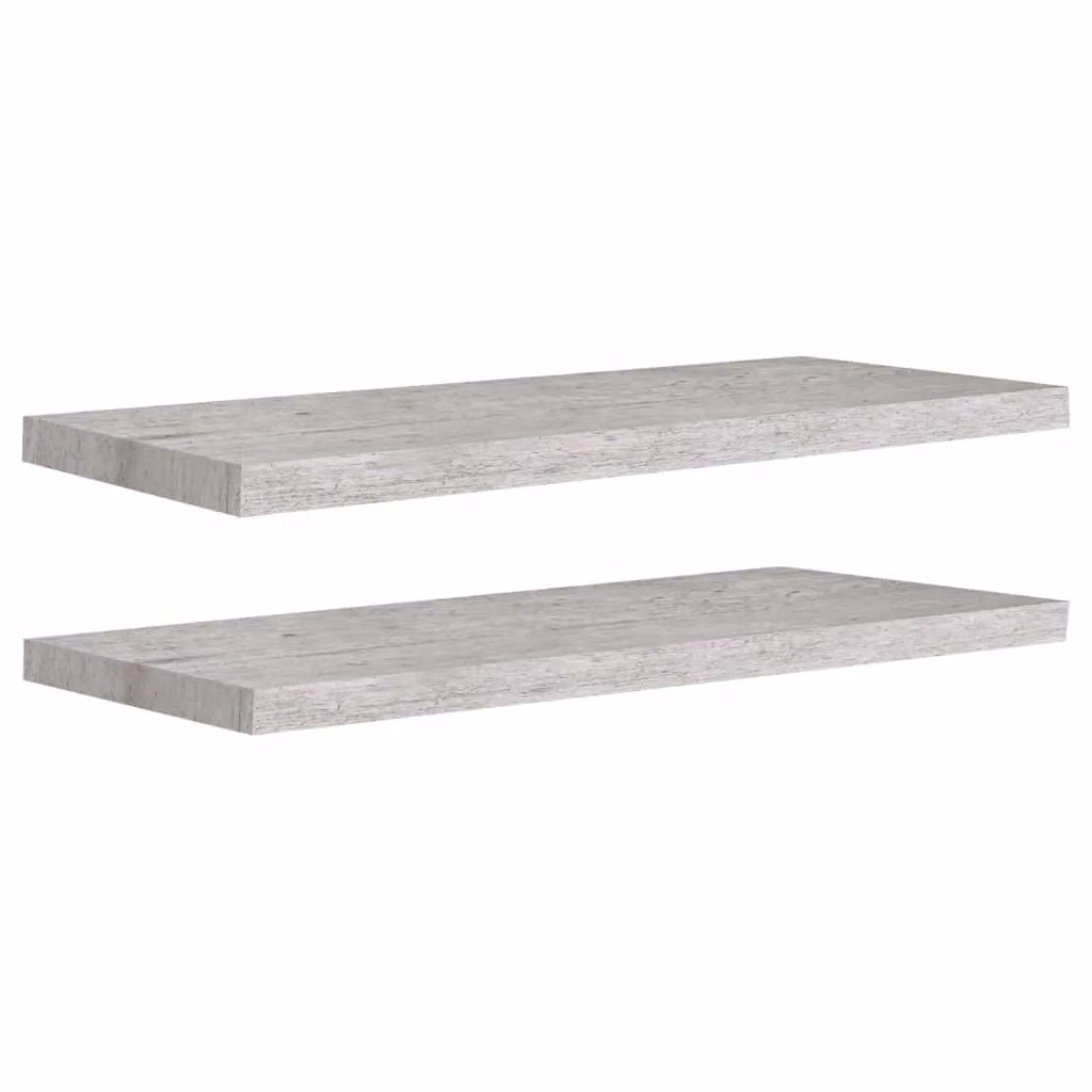Berkfield Home Floating Wall Shelves, 2 Piece Set in Concrete Grey MDF and Metal, W: 80 cm, D: 23.5 cm, H: 3.8 cm – 2