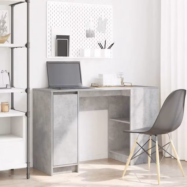 Berkfield Secretary Desk in Concrete Grey, W/D/H: 120 x 42 x 76 cm