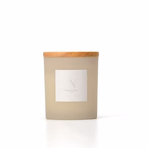 Aroma Naturals Pink Cherry and Vanilla Scented Candle in a White Glass Jar with Wooden Lid, 213g