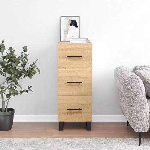 vidaXL Modern Sideboard in Sonoma Oak and Brown, W/D/H: 34.5 x 34.5 x 90 cm – 2