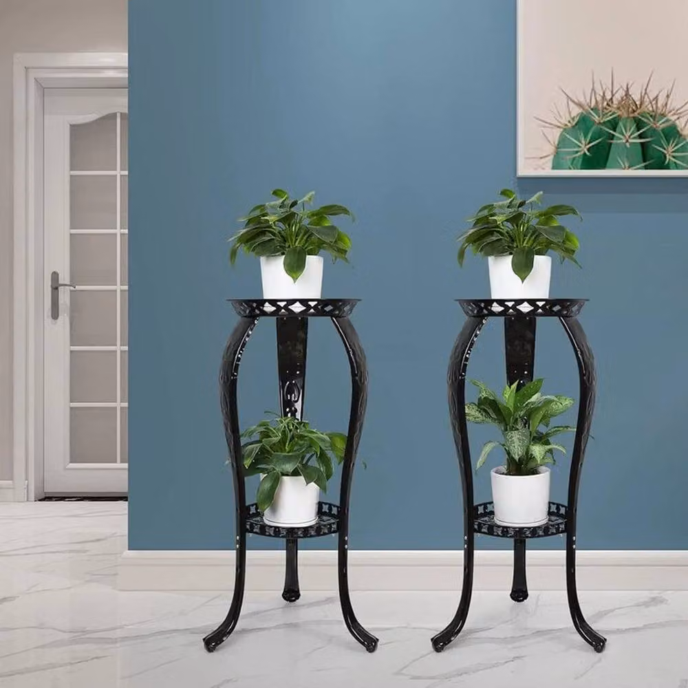 EONLION Black Metal Flower Plant Pot Display Stand Shelf – 2