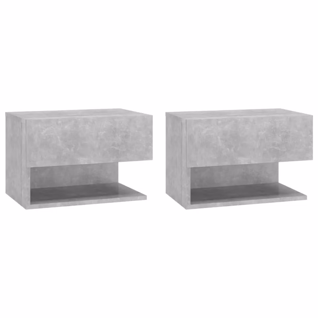 Berkfield Home Wall-mounted Bedside Cabinets, 2 Piece Set, Concrete Grey – 2