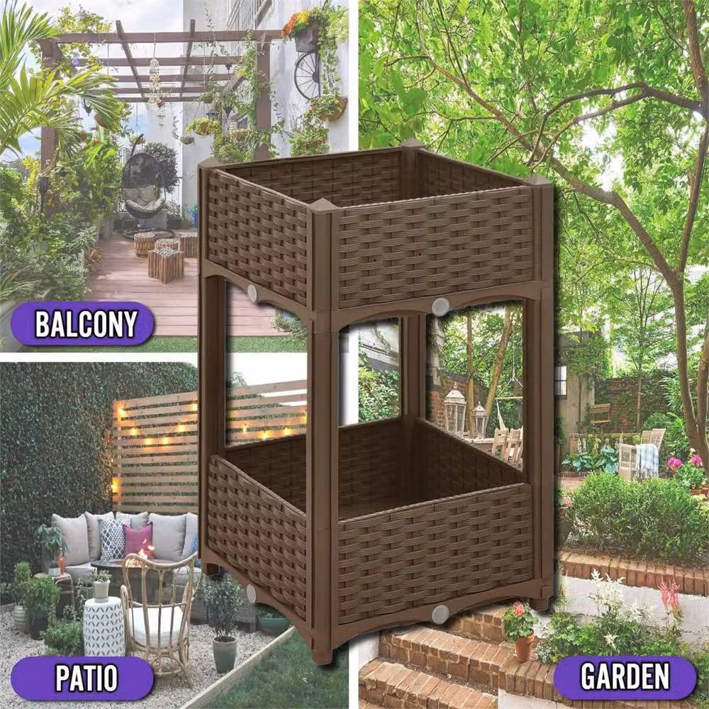 Nordara 2 Tier Brown Raised Garden Planter W/D/H: 100 x 40 x 83 cm – 4