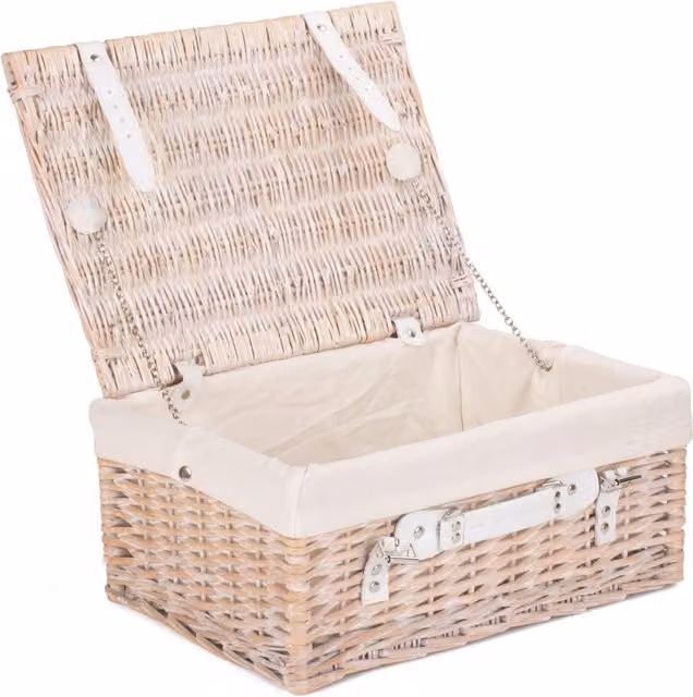 Red Wicker Hamper with White Lining, W/D/H: 30.0 x 19.0 x 30.0 cm