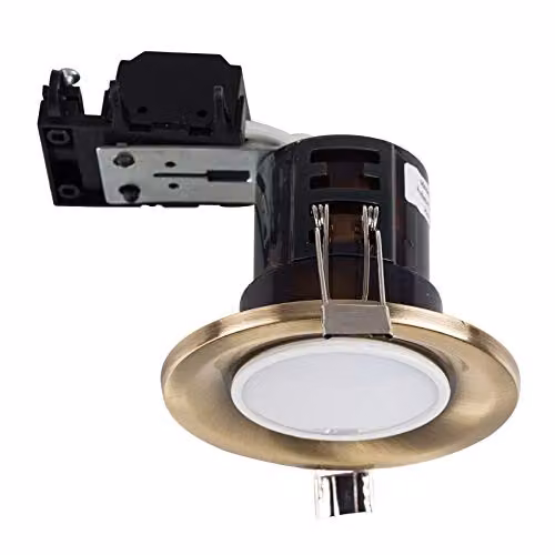 ValueLights Modern Fire Rated LED Ceiling Downlight Fitting, Gold/Brass, Pack of 6