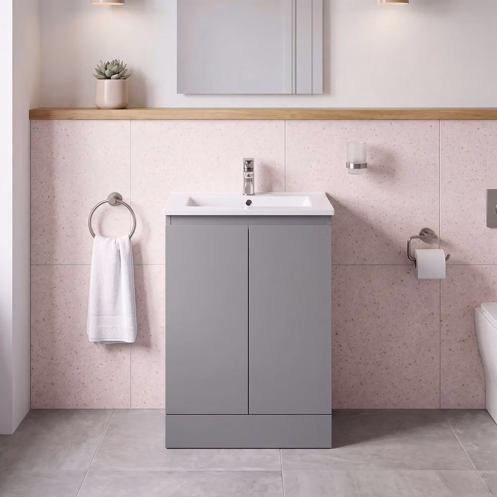 Balterley Matt Grey Freestanding Vanity Basin Unit, W: 60 cm, H: 80 cm – 2
