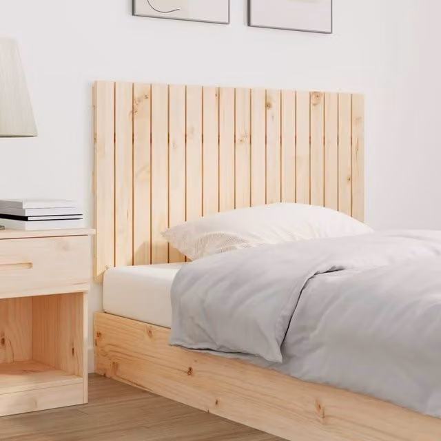 Berkfield Home Solid Wood Pine Wall Headboard in Beige, W: 108 cm, D: 3 cm, H: 60 cm – 1