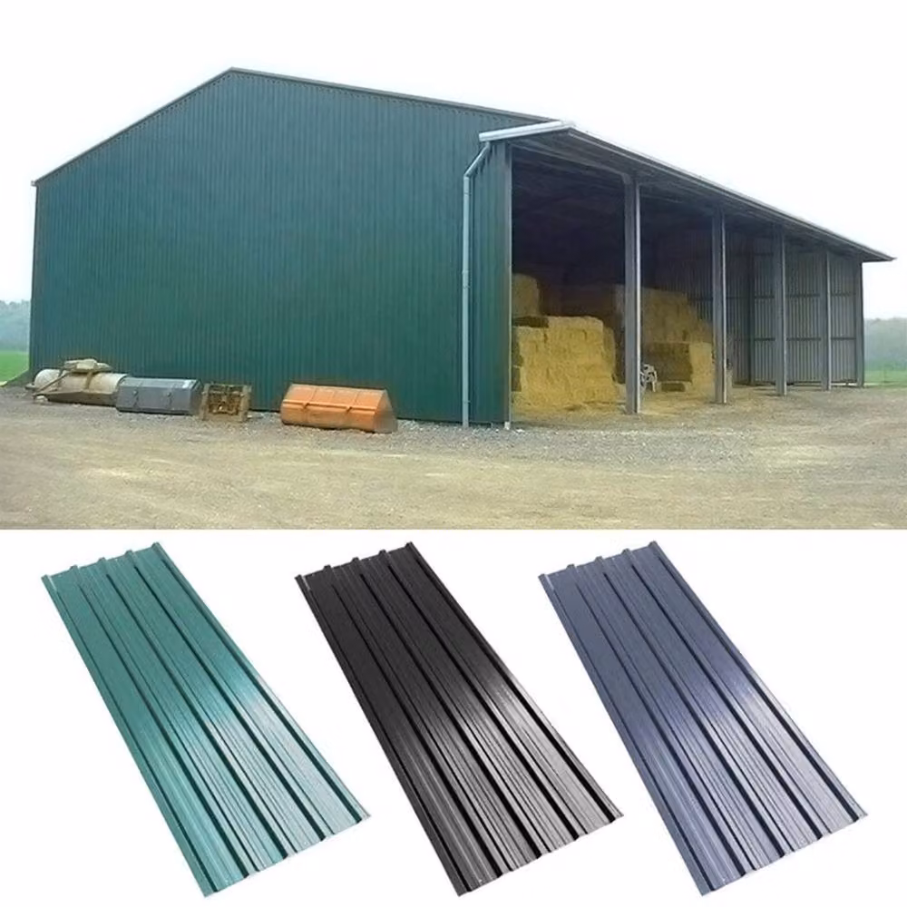 FLAVORA 12-Piece Black Corrugated Galvanised Metal Roof Sheets, W: 52 cm, L: 1000 cm – 3