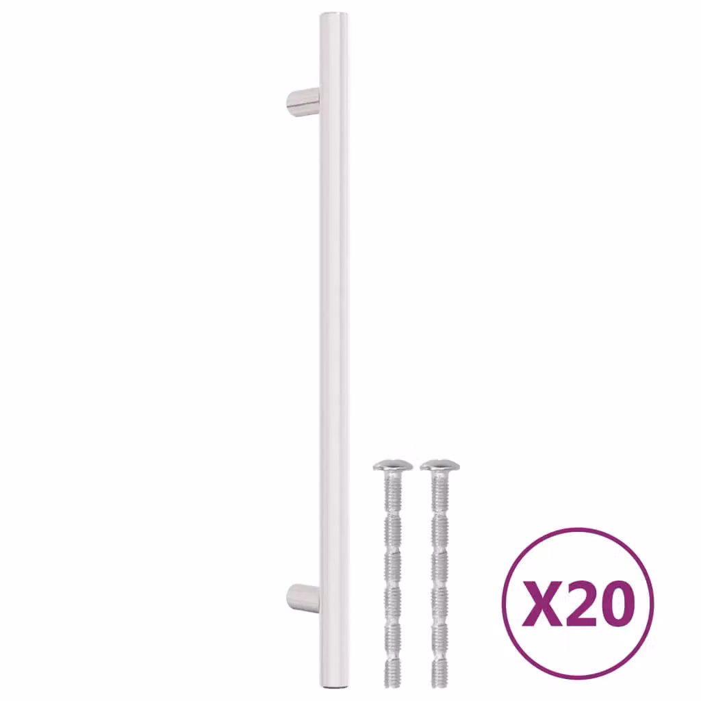 Berkfield Home Brushed Silver Stainless Steel Bar Cabinet Handles, 20 Pack, Length: 192 mm – 2