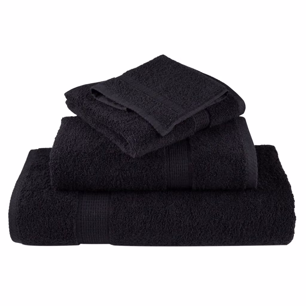 Berkfield Home SOLUND Premium Cotton Sauna Towels, 4 Pack, Black, W: 80 cm, L: 200 cm, 600 gsm – 4