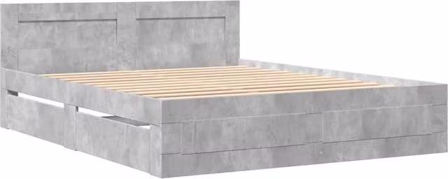 Berkfield Home Durable Bed Frame with Headboard and Drawers, Concrete Grey, W/D/H: 160 x 200 x 163 cm