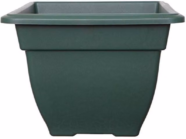 Whitefurze Large Square Bell Plastic Plant Pot Planter in Green, Width: 38 cm