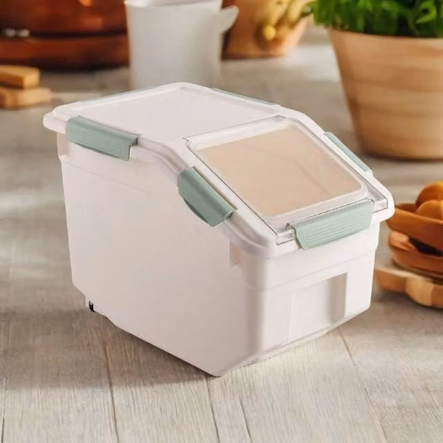 EONLION Airtight White and Green Flip Storage Container for Kitchen Food Storage, 10 kg – 1