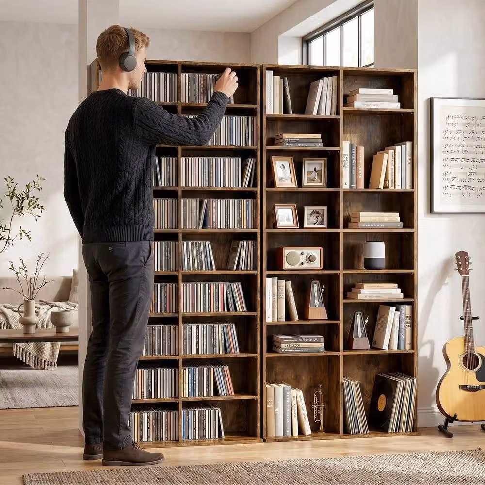FORGEVIO 640 CD and DVD Storage Tower in Brown – 6