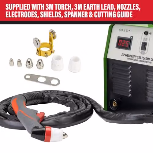 SIP Weldmate Inverter Plasma Cutter with Built-in Compressor 25A Metal Cutting Machine, Green – 4