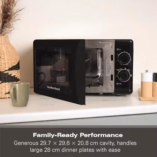 Hamilton Beach 20L Solo Manual Black Microwave with Stainless Steel Cavity and 700W Power – 3