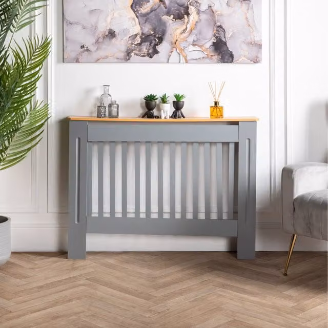 Home Treats Modern MDF Radiator Cover in Grey, Width: 112 cm