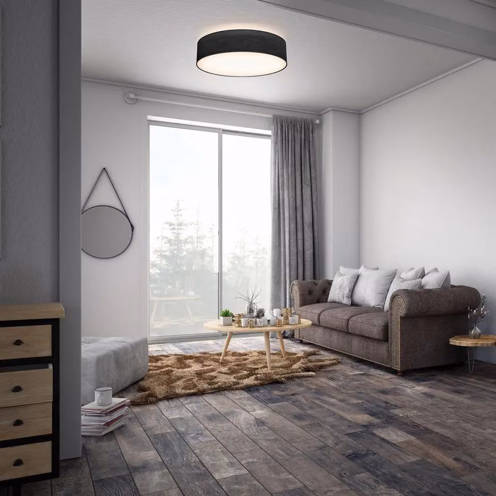 B.K.Licht Black Fabric Round Ceiling Light, W/D/H: 38 x 38 x 10 cm – 6