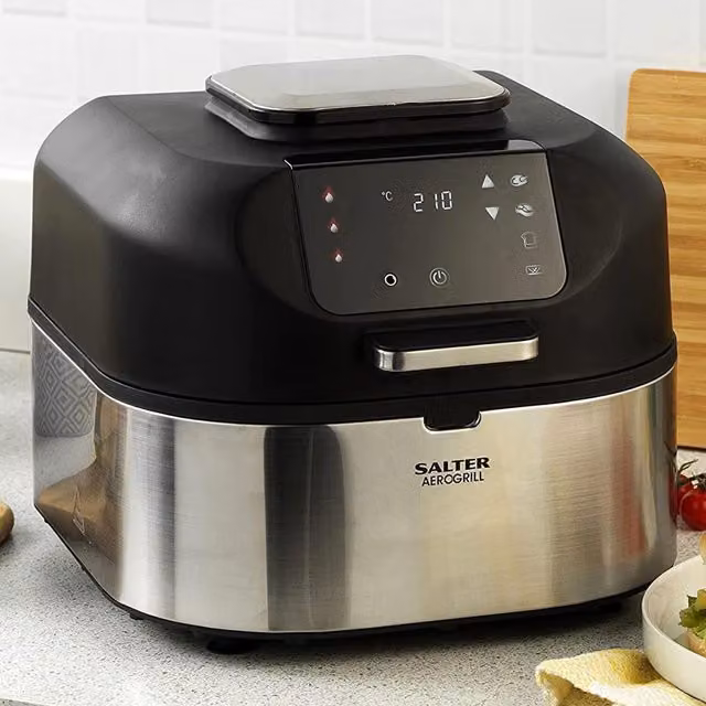 Salter Aerogrill 5L Digital Air Fryer Multicooker with Temperature Probe, Black