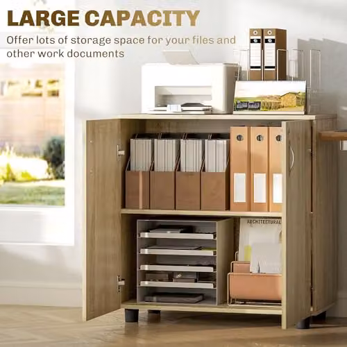 Vinsetto Lockable Office Storage Cabinet with Hinged Doors and Adjustable Shelves, Brown, W/D/H: 80 x 40 x 80 cm – 3