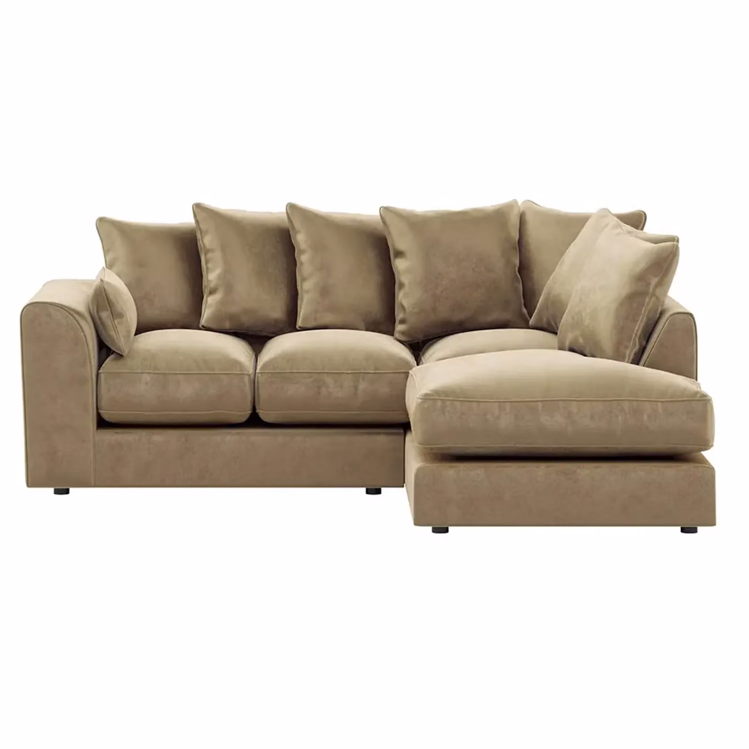 Furnishings For Less UK Brooklyn L Shaped Corner Sofa, 3 to 4 Seater, Right Hand Facing, Beige Plush Velvet – 2