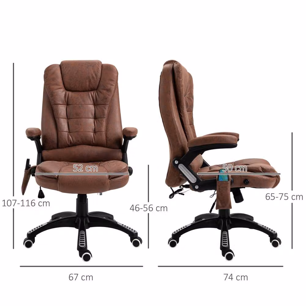 ERGOVEXA Heated Massage Recliner Executive Office Chair in Brown – 2