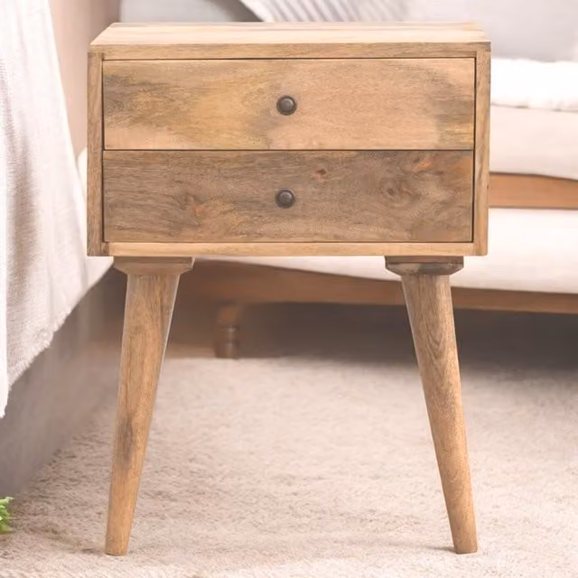 Artisan Furniture Modern Mango Wood Bedside Table in Brown