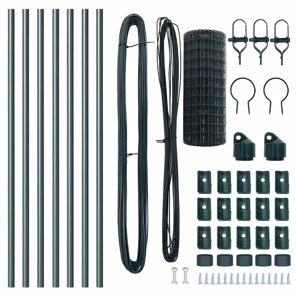 Berkfield Home Green Euro Fence with 7 Posts, Galvanised Steel, 0.8 x 10 m – 5
