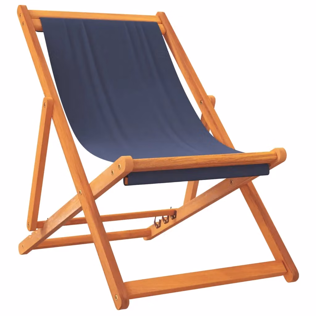Berkfield Home Set of 2 Blue Folding Beach Chairs with UV-Resistant Fabric and Armrests – 3