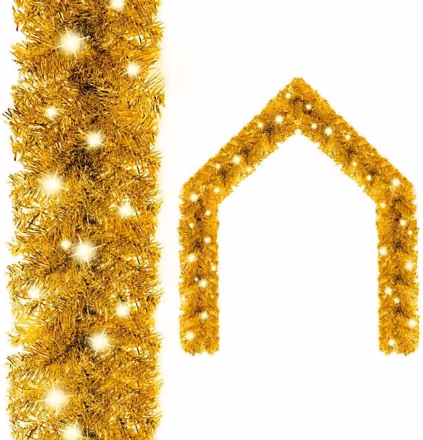 Berkfield Home Christmas Garland with LED Lights in Gold – 1