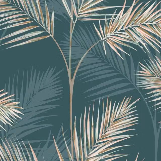 Fine Decor South Beach Palm Leaf Botanical Wallpaper in Green