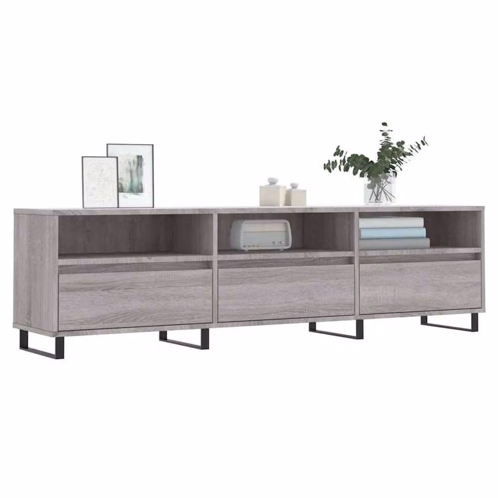 Berkfield Home Modern Grey TV Cabinet W/D/H: 150 x 30 x 44.5 cm – 3