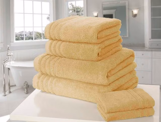Rapport Home Fluffy Cotton Towel with Border in Yellow