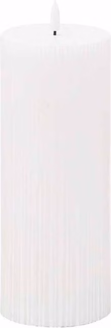 Lemon Pavilion Luxe Natural Glow White Ribbed LED Pillar Candle with Flicker Effect and Timer, W: 9 cm, D: 9 cm, H: 23 cm