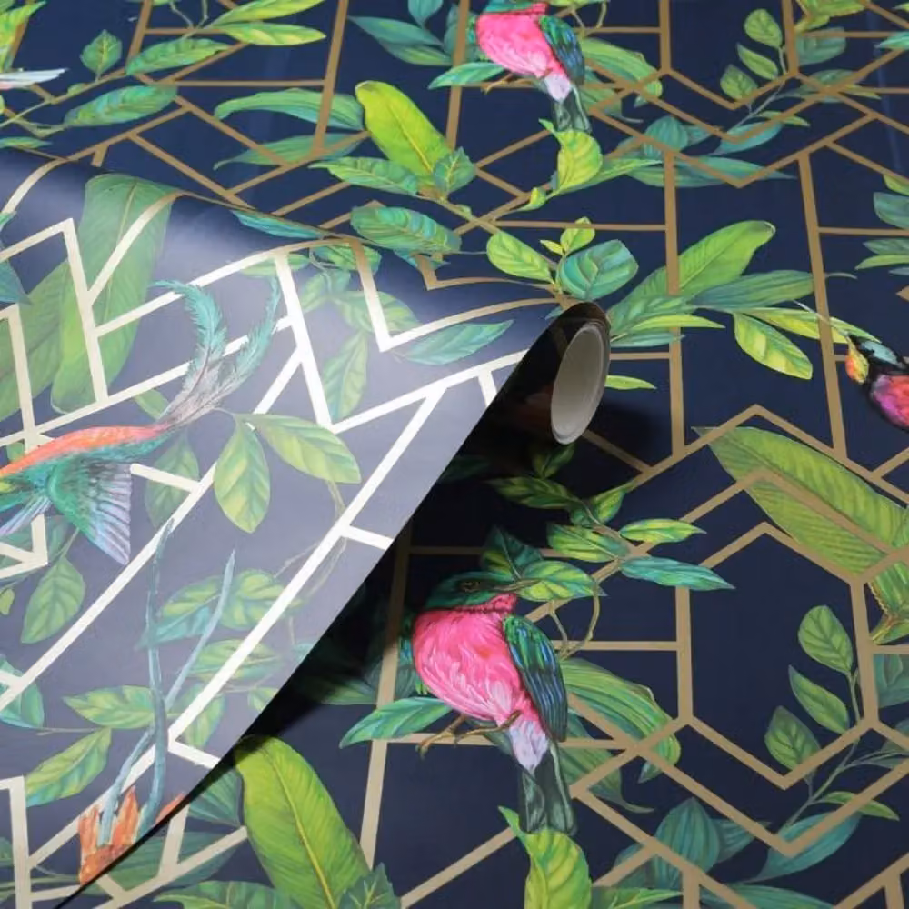 Arthouse D Tropical Navy Blue Botanical Animal Pattern Matt Wallpaper Roll – 2