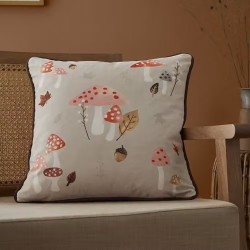 Fusion Woodland Dreams Velvet Square Cushion, Floral Autumnal Design, Brown/Multicolour, W/D/H: 43 x 43 x 43 cm – 2