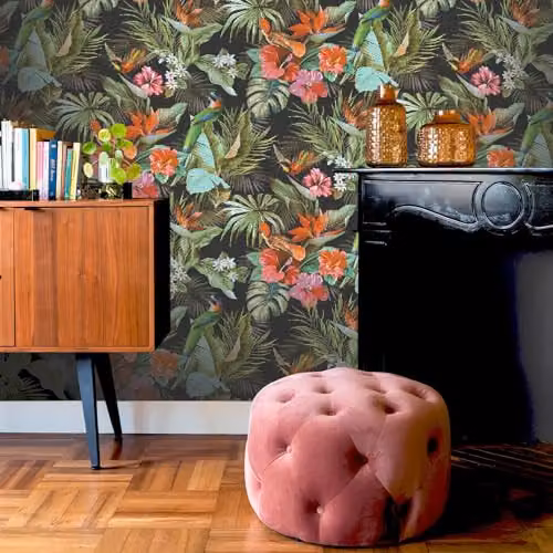 Rasch Vasari Paradise Birds Black and Multicolour Floral Animal Design Wallpaper – 4
