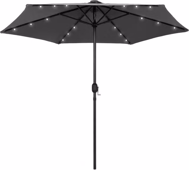 Berkfield Home Parasol with LED Lights and Aluminium Pole, Anthracite Black, 270 cm