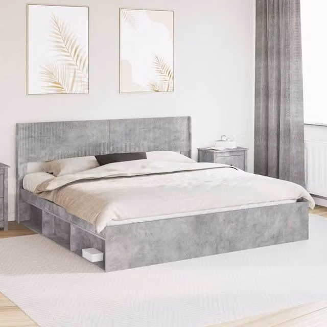 Berkfield Home Modern Upholstered Bed Frame with Headboard and Side Storage Compartments in Grey, W/D/H: 180 x 200 cm – 1