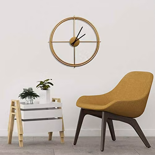 WALPLUS Modern Gold Geometric Metal Wall Clock, Diameter: 50 cm