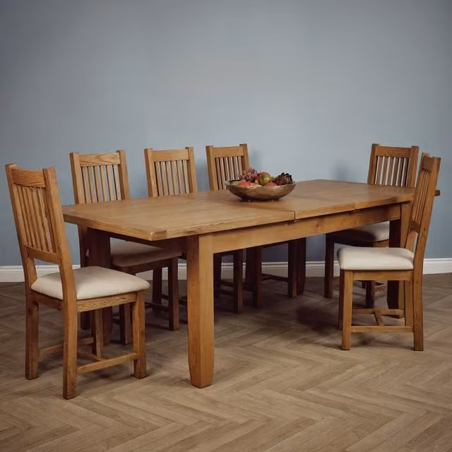 Elm Home and Garden Westow Oak Extending Rectangular Dining Table in Brown