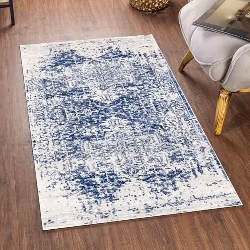 Livabliss Syracusa Vintage Boho Style Runner Rug in Blue, Beige and Grey, W/D/H: 80 x 150 cm